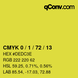 Code couleur: CMYK 0 / 1 / 72 / 13 | qconv.com