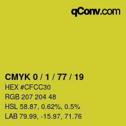 Código de color: CMYK 0 / 1 / 77 / 19 | qconv.com