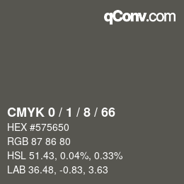 Código de color: CMYK 0 / 1 / 8 / 66 | qconv.com