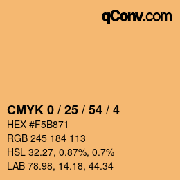 Code couleur: CMYK 0 / 25 / 54 / 4 | qconv.com