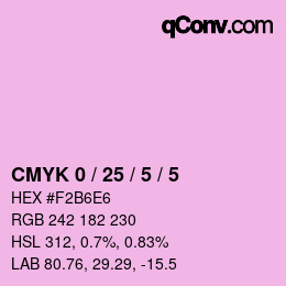 カラーコード: CMYK 0 / 25 / 5 / 5 | qconv.com