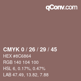 Código de color: CMYK 0 / 26 / 29 / 45 | qconv.com