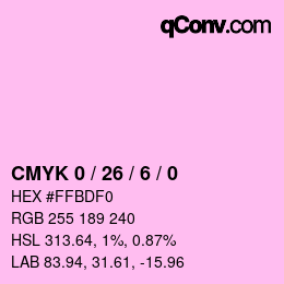 カラーコード: CMYK 0 / 26 / 6 / 0 | qconv.com