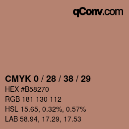 Farbcode: CMYK 0 / 28 / 38 / 29 | qconv.com