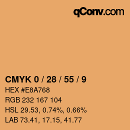 Code couleur: CMYK 0 / 28 / 55 / 9 | qconv.com