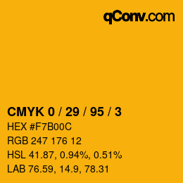 Código de color: CMYK 0 / 29 / 95 / 3 | qconv.com