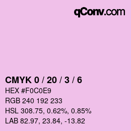 カラーコード: CMYK 0 / 20 / 3 / 6 | qconv.com