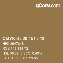 Color code: CMYK 0 / 20 / 51 / 42 | qconv.com