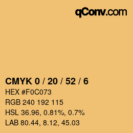 カラーコード: CMYK 0 / 20 / 52 / 6 | qconv.com