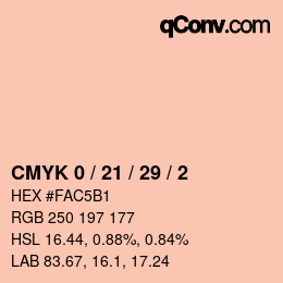 Code couleur: CMYK 0 / 21 / 29 / 2 | qconv.com