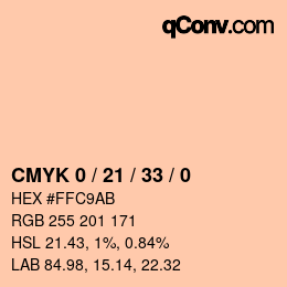 Code couleur: CMYK 0 / 21 / 33 / 0 | qconv.com