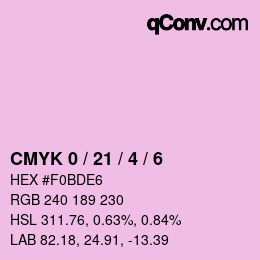 カラーコード: CMYK 0 / 21 / 4 / 6 | qconv.com