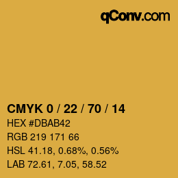 Code couleur: CMYK 0 / 22 / 70 / 14 | qconv.com