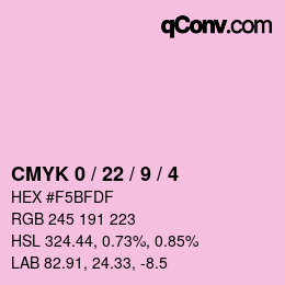 カラーコード: CMYK 0 / 22 / 9 / 4 | qconv.com