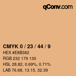 カラーコード: CMYK 0 / 23 / 44 / 9 | qconv.com