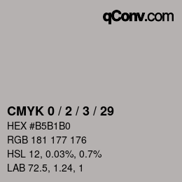 Code couleur: CMYK 0 / 2 / 3 / 29 | qconv.com