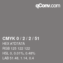 Color code: CMYK 0 / 2 / 2 / 51 | qconv.com