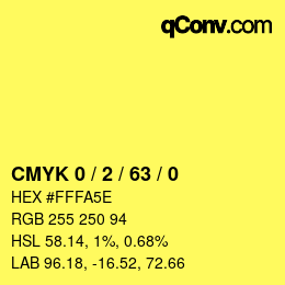 Código de color: CMYK 0 / 2 / 63 / 0 | qconv.com