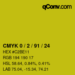 Code couleur: CMYK 0 / 2 / 91 / 24 | qconv.com