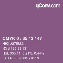 Code couleur: CMYK 0 / 35 / 3 / 47 | qconv.com