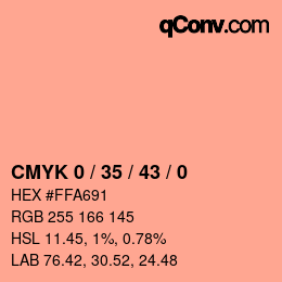 Código de color: CMYK 0 / 35 / 43 / 0 | qconv.com