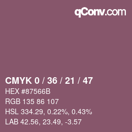 Code couleur: CMYK 0 / 36 / 21 / 47 | qconv.com