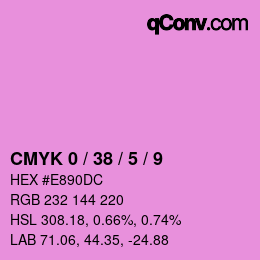 カラーコード: CMYK 0 / 38 / 5 / 9 | qconv.com