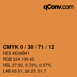 カラーコード: CMYK 0 / 38 / 71 / 12 | qconv.com