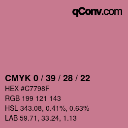 Code couleur: CMYK 0 / 39 / 28 / 22 | qconv.com