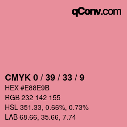 カラーコード: CMYK 0 / 39 / 33 / 9 | qconv.com