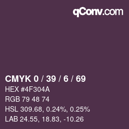 Code couleur: CMYK 0 / 39 / 6 / 69 | qconv.com