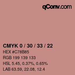 Farbcode: CMYK 0 / 30 / 33 / 22 | qconv.com