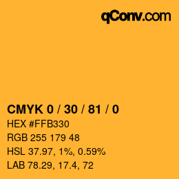 Color code: CMYK 0 / 30 / 81 / 0 | qconv.com