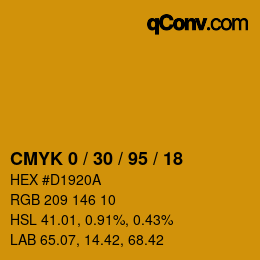 Código de color: CMYK 0 / 30 / 95 / 18 | qconv.com