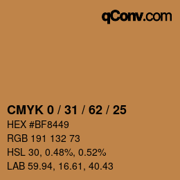 Color code: CMYK 0 / 31 / 62 / 25 | qconv.com