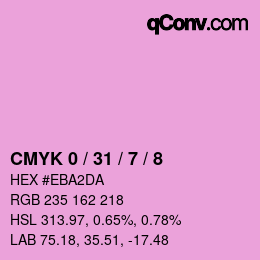 Code couleur: CMYK 0 / 31 / 7 / 8 | qconv.com