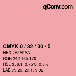 カラーコード: CMYK 0 / 32 / 30 / 5 | qconv.com