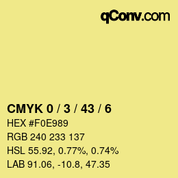 Farbcode: CMYK 0 / 3 / 43 / 6 | qconv.com