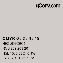 Code couleur: CMYK 0 / 3 / 4 / 18 | qconv.com