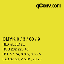 カラーコード: CMYK 0 / 3 / 80 / 9 | qconv.com