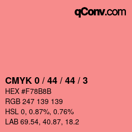 カラーコード: CMYK 0 / 44 / 44 / 3 | qconv.com