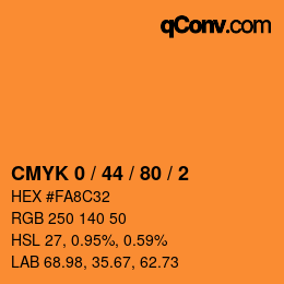 カラーコード: CMYK 0 / 44 / 80 / 2 | qconv.com