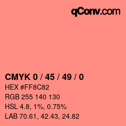 カラーコード: CMYK 0 / 45 / 49 / 0 | qconv.com