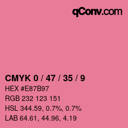 カラーコード: CMYK 0 / 47 / 35 / 9 | qconv.com