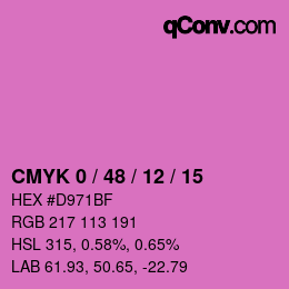 Code couleur: CMYK 0 / 48 / 12 / 15 | qconv.com