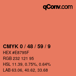 Code couleur: CMYK 0 / 48 / 59 / 9 | qconv.com