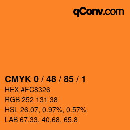 Código de color: CMYK 0 / 48 / 85 / 1 | qconv.com