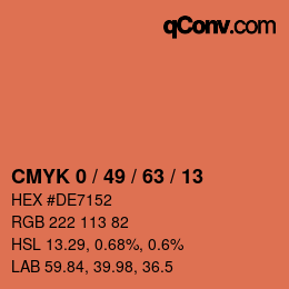 Código de color: CMYK 0 / 49 / 63 / 13 | qconv.com