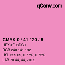 Code couleur: CMYK 0 / 41 / 20 / 6 | qconv.com