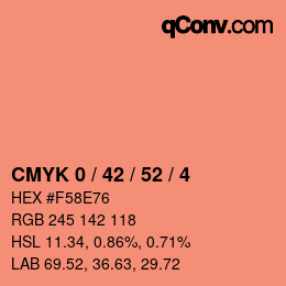 Color code: CMYK 0 / 42 / 52 / 4 | qconv.com